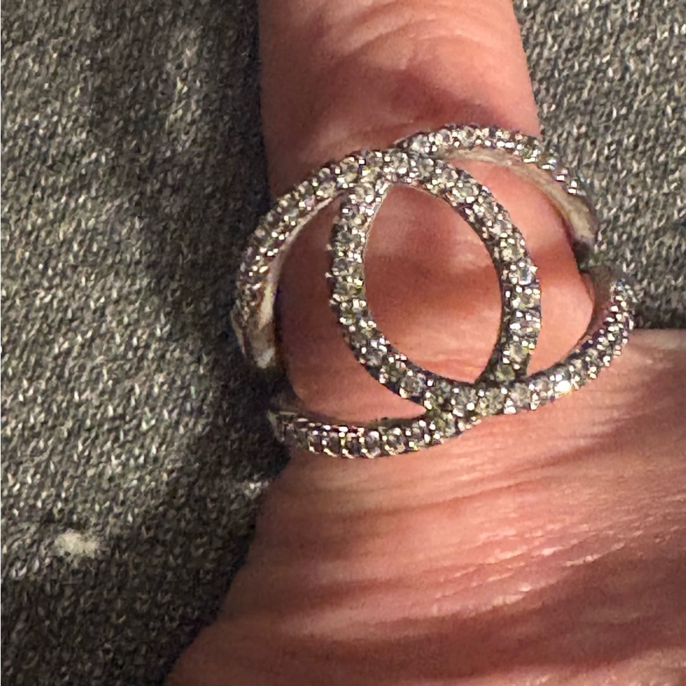 Touchstone Crystal Silver Ring with Clear Sparkle
